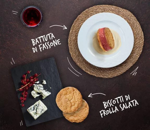 Battuta di Fassone con crema al gorgonzola