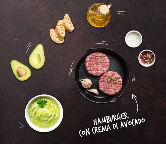 Hamburger con crema di avocado